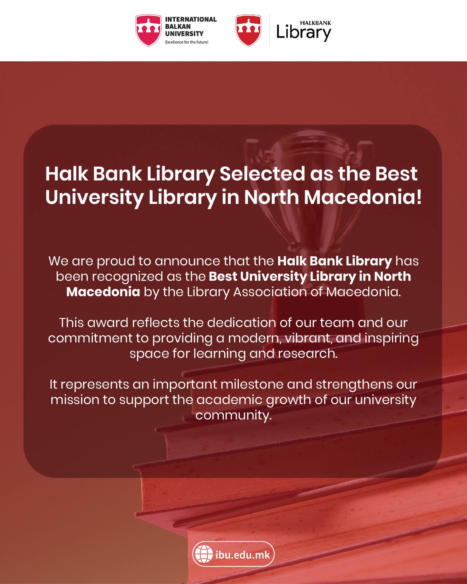 HalkBank Library Selected as the Best Univeristy Library in North Macedonia!